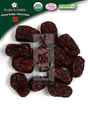 Jujube Fruit, whole, red, unsulfured,   Ziziphus jujuba, 500 gm bag, 18 oz