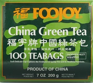 Foojoy China Green Tea (Lu Cha) 100 teabags (7 oz / 200 gram)