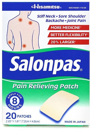 Salonpas External Pain Relieving Patch 20/6.5cmx4.2cm (2.54 x 1.65'') sheets/box